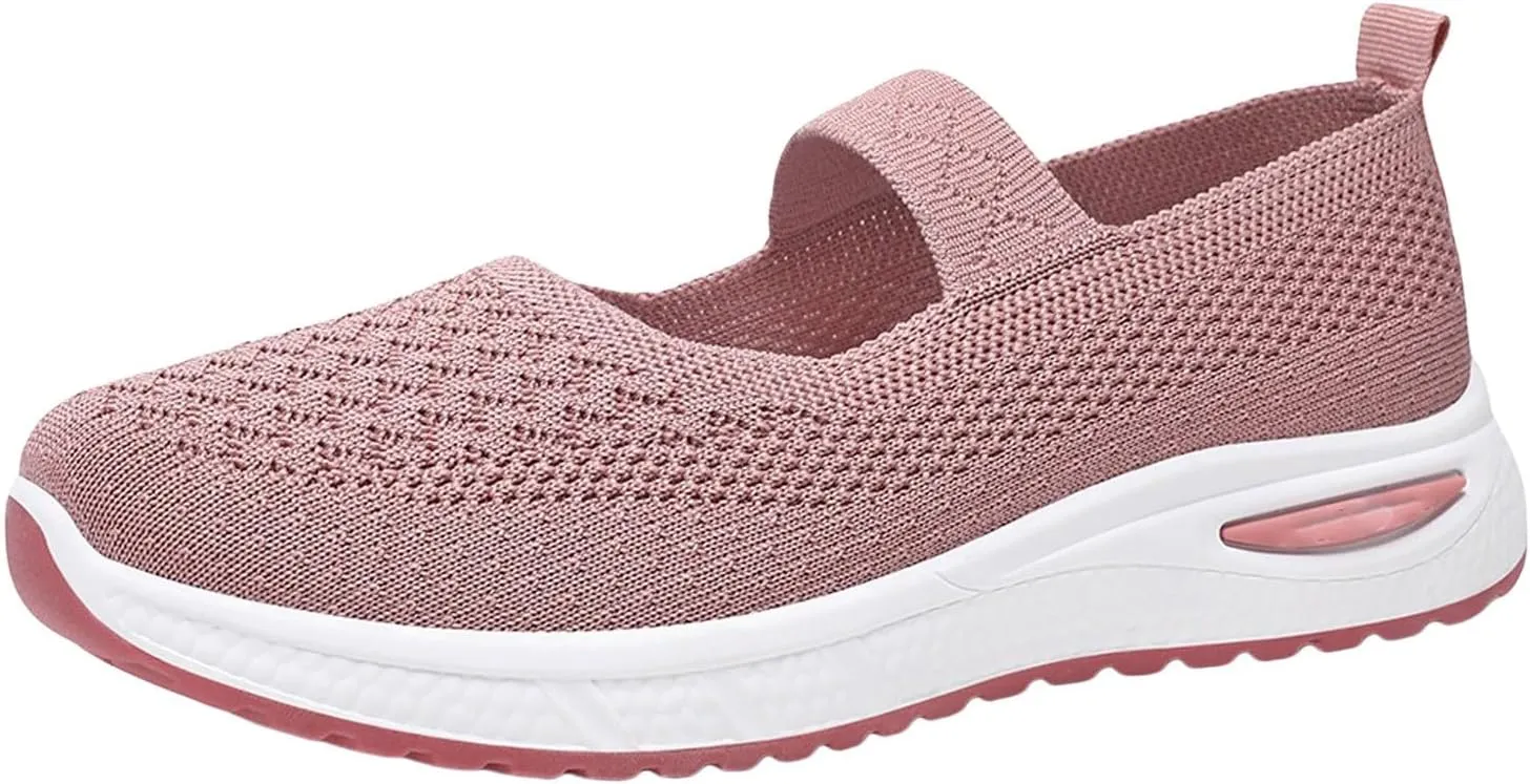 Women's Woven Orthopedic Breathable Soft Sole Shoes, 2024 Women's Comfort Sneakers Go Walking Slip on Diabetic Foam Shoes
