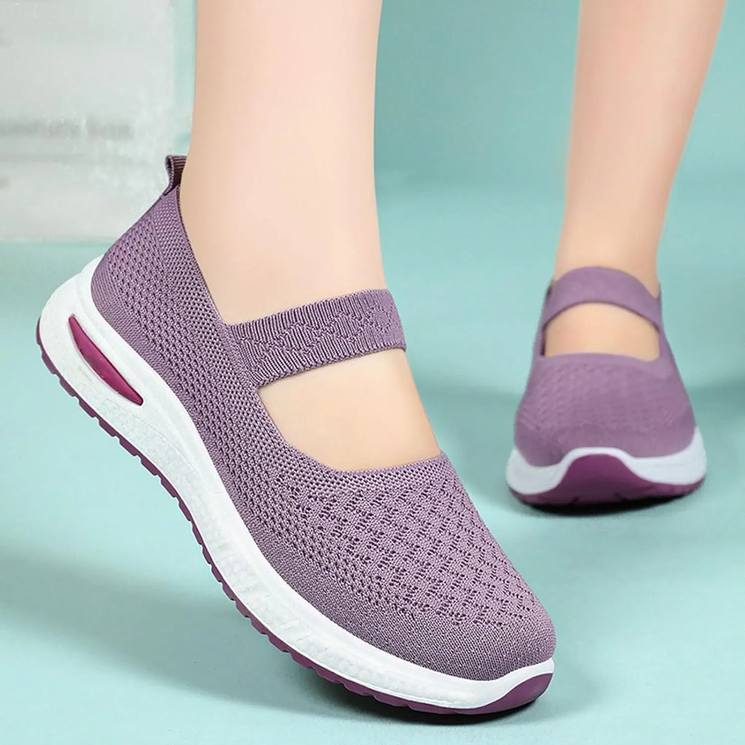 Women's Woven Orthopedic Breathable Soft Sole Shoes, 2024 Women's Comfort Sneakers Go Walking Slip on Diabetic Foam Shoes