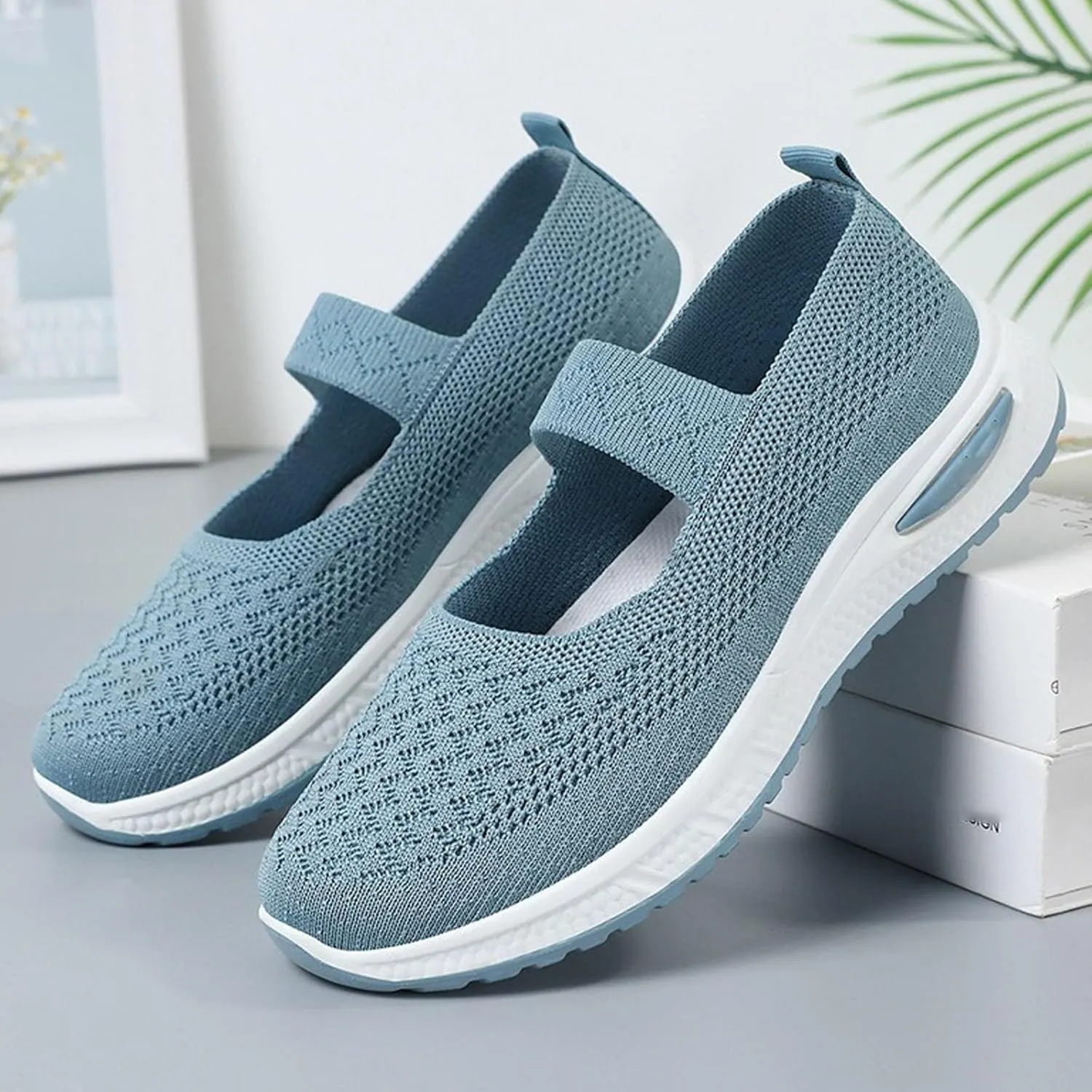 Women's Woven Orthopedic Breathable Soft Sole Shoes, 2024 Women's Comfort Sneakers Go Walking Slip on Diabetic Foam Shoes