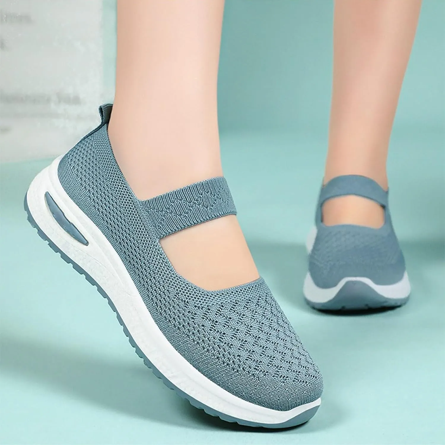 Women's Woven Orthopedic Breathable Soft Sole Shoes, 2024 Women's Comfort Sneakers Go Walking Slip on Diabetic Foam Shoes