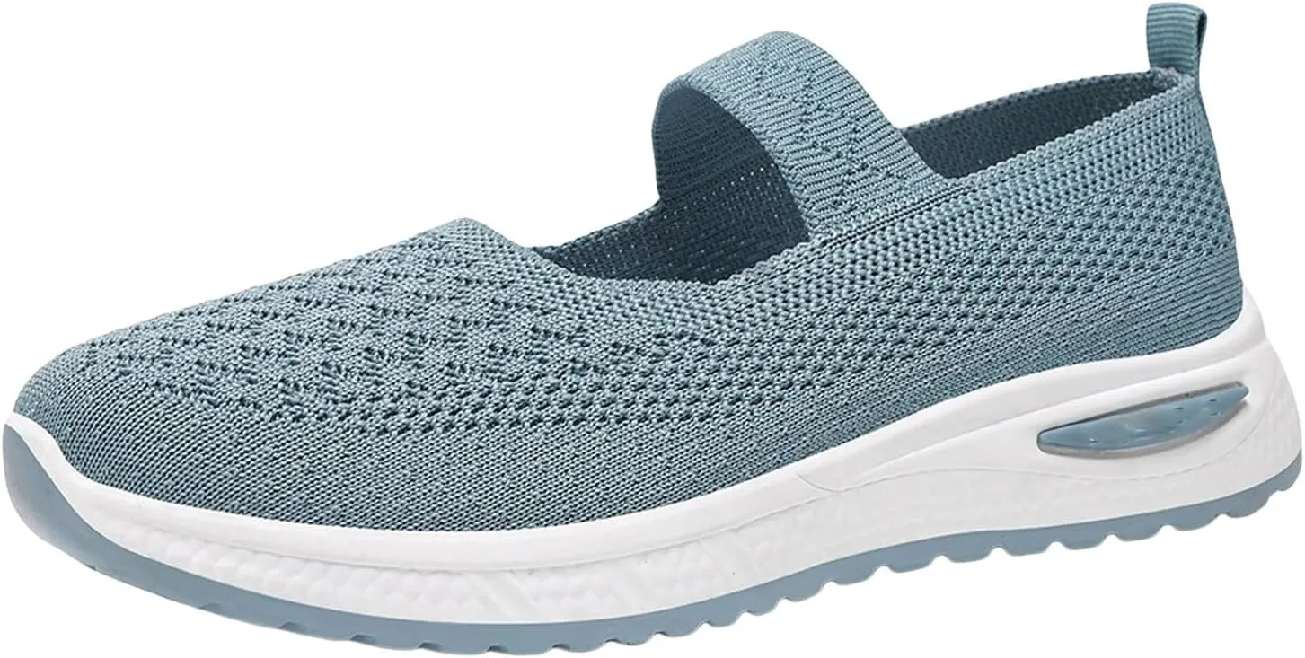 Women's Woven Orthopedic Breathable Soft Sole Shoes, 2024 Women's Comfort Sneakers Go Walking Slip on Diabetic Foam Shoes
