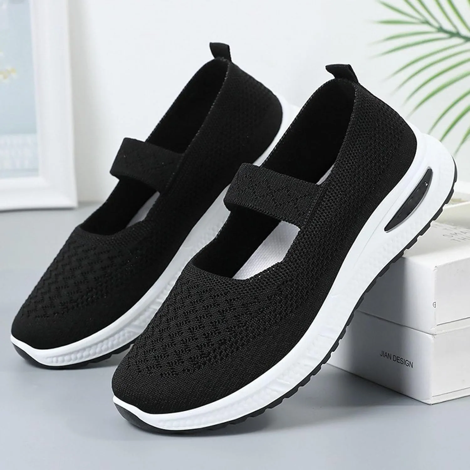 Women's Woven Orthopedic Breathable Soft Sole Shoes, 2024 Women's Comfort Sneakers Go Walking Slip on Diabetic Foam Shoes
