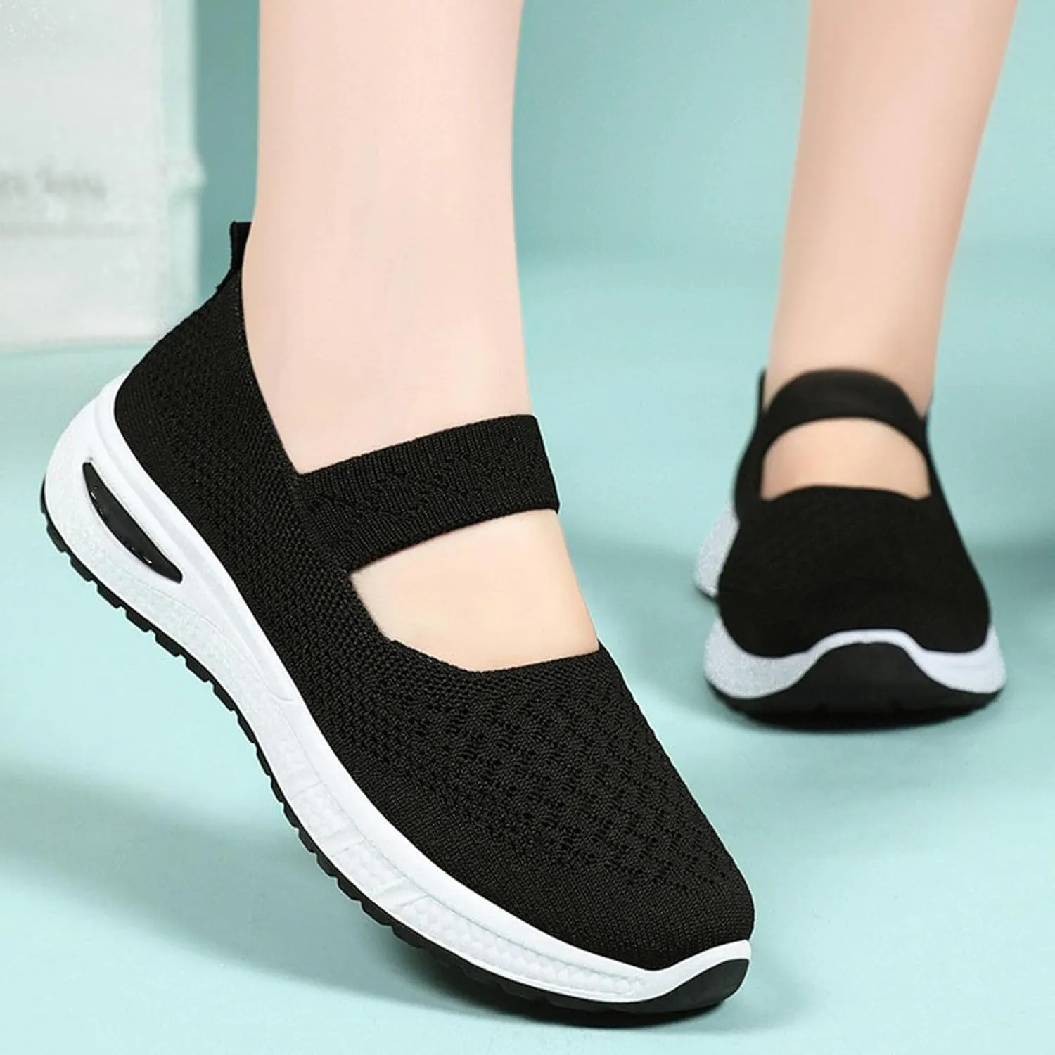 Women's Woven Orthopedic Breathable Soft Sole Shoes, 2024 Women's Comfort Sneakers Go Walking Slip on Diabetic Foam Shoes