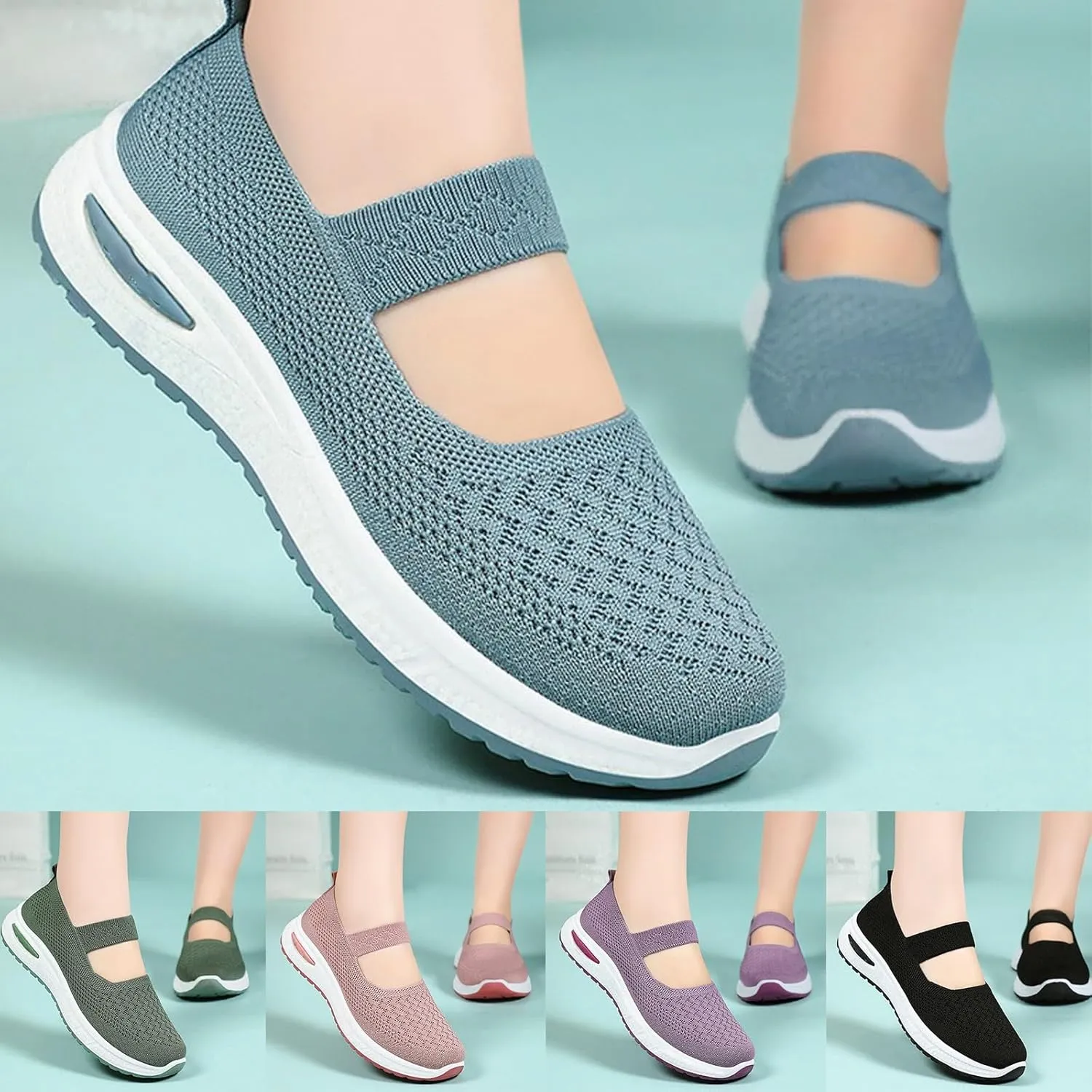 Women's Woven Orthopedic Breathable Soft Sole Shoes, 2024 Women's Comfort Sneakers Go Walking Slip on Diabetic Foam Shoes