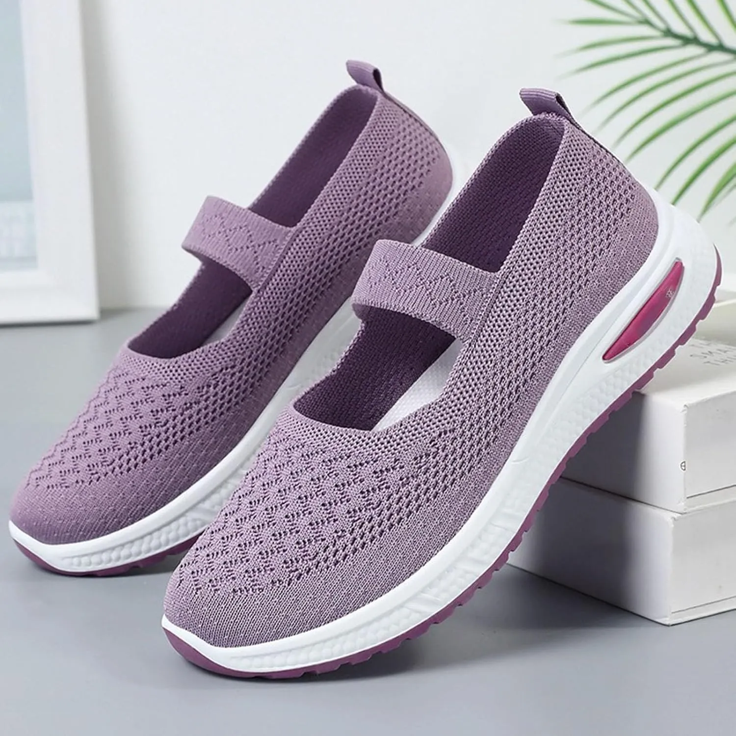 Women's Woven Orthopedic Breathable Soft Sole Shoes, 2024 Women's Comfort Sneakers Go Walking Slip on Diabetic Foam Shoes