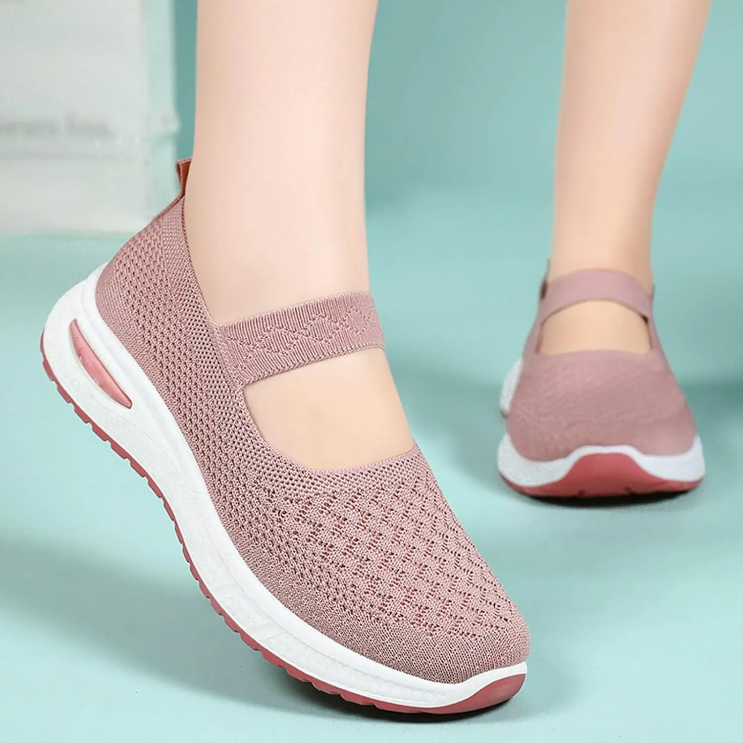 Women's Woven Orthopedic Breathable Soft Sole Shoes, 2024 Women's Comfort Sneakers Go Walking Slip on Diabetic Foam Shoes