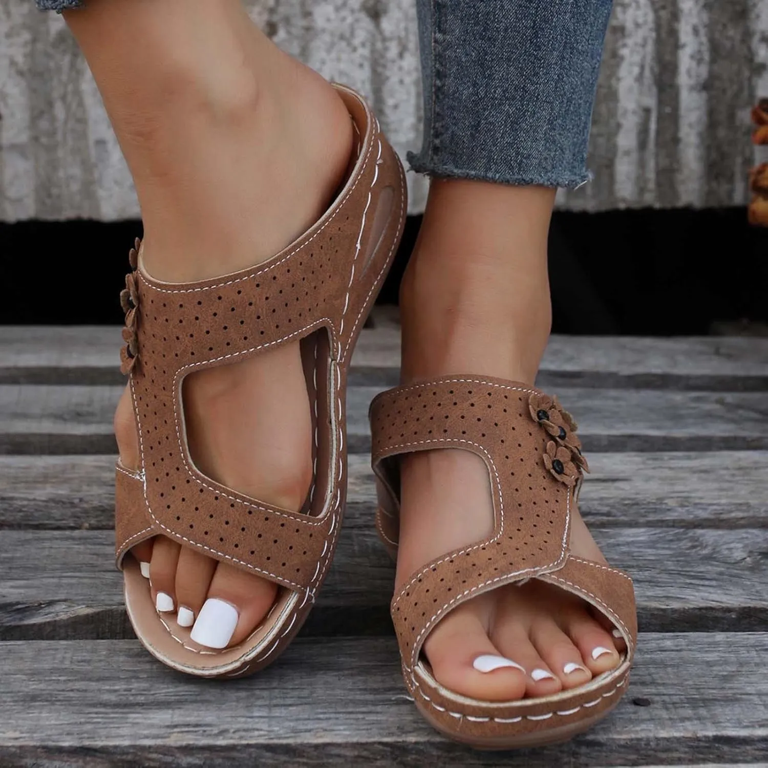 Women'Sandanls Thick Chunky Heeled Slippers Buckle Open Toe Lazy Slip On Female Casual Shoes for Summer Outdoor Non Slip Wide Feet Trendy Hight Heel Comfort Ankle warmth waterproof Non O56-Black