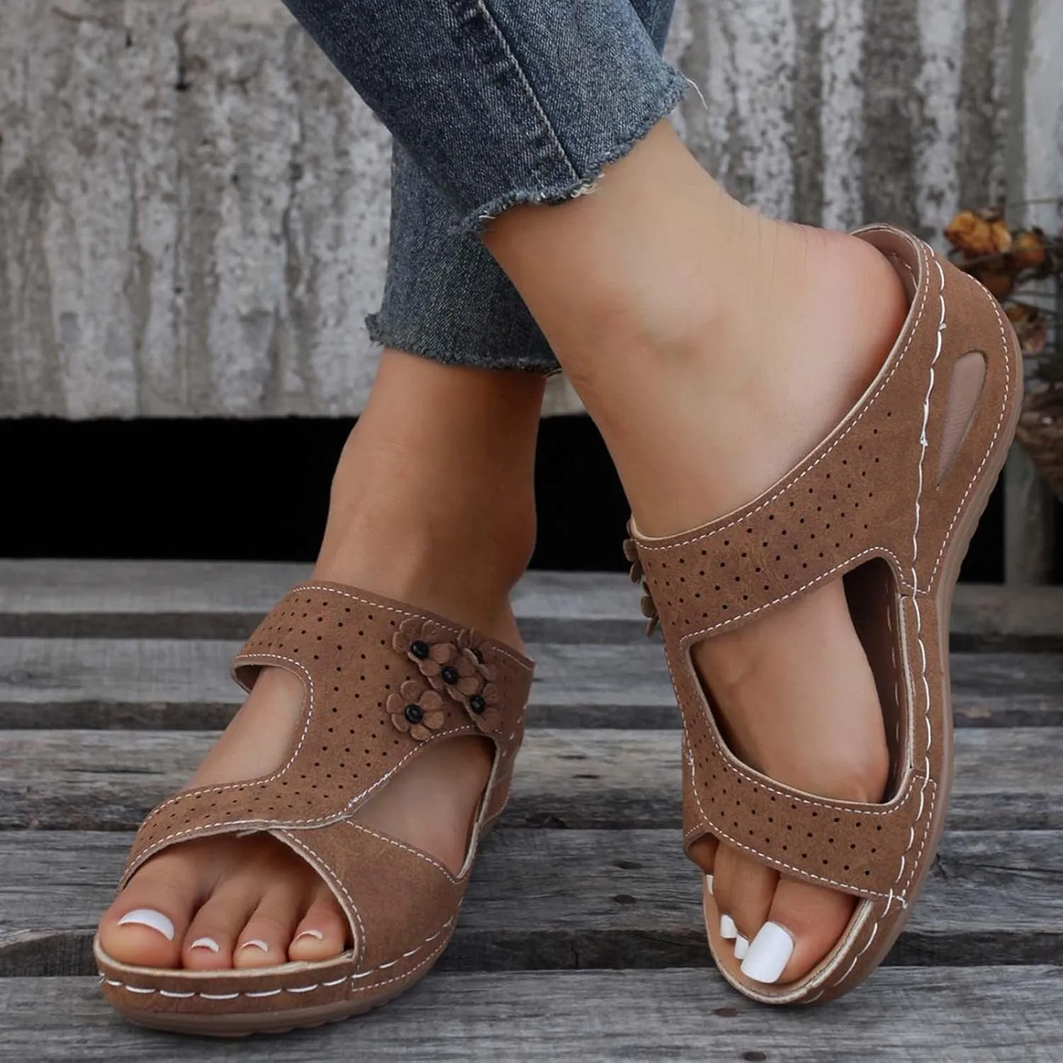 Women'Sandanls Thick Chunky Heeled Slippers Buckle Open Toe Lazy Slip On Female Casual Shoes for Summer Outdoor Non Slip Wide Feet Trendy Hight Heel Comfort Ankle warmth waterproof Non O56-Black