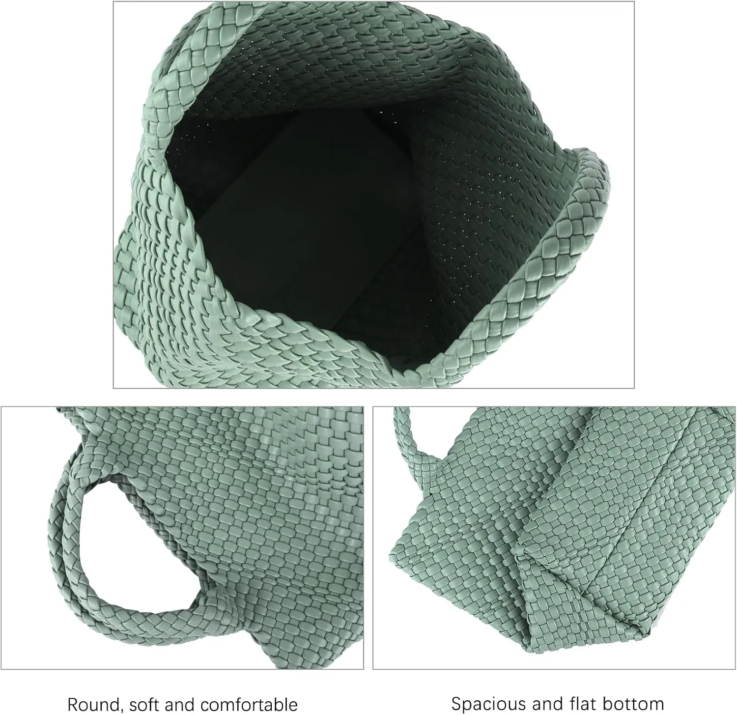 Woven Bag for Women Large Tote Bag with Clutch PU Leather Handwoven Beach Bag Satchel Handmade Casual Purses