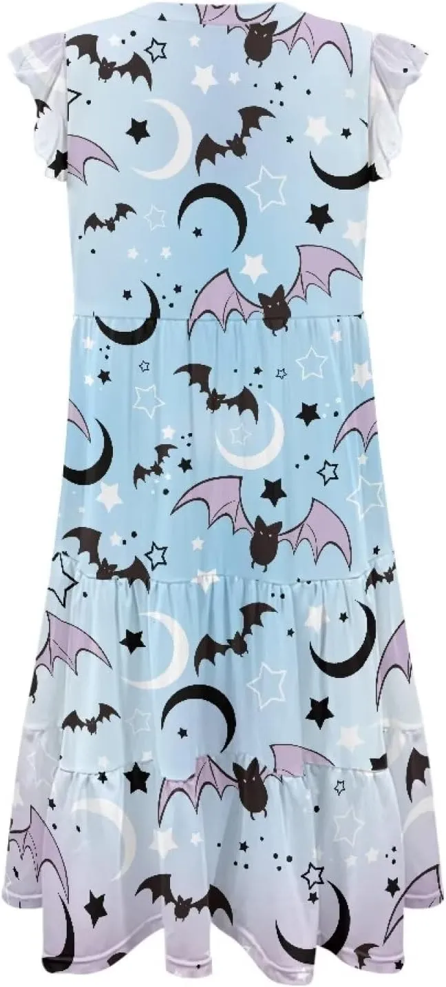 Youngerbaby Women Tank Dresses Midi Dress Loose Flutter Sleeve Summer Beach Dresses