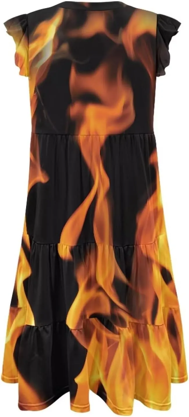 Youngerbaby Women Tank Dresses Midi Dress Loose Flutter Sleeve Summer Beach Dresses