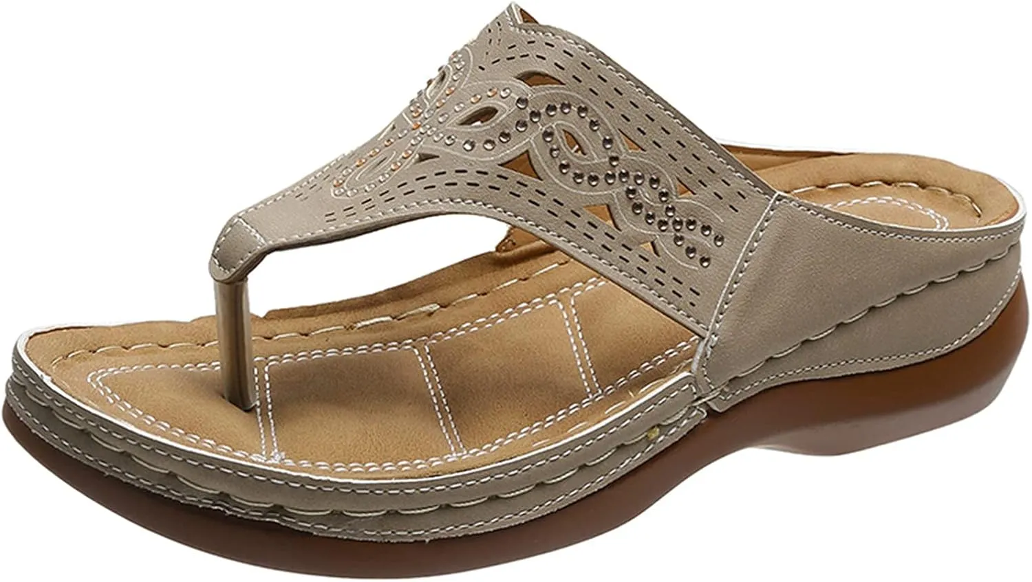 ZSpzx Women's Orthotic Cushion Flip Flops Recovery Walking Sandals for Women Dressy Summer Comfortable Hollow Out Plantar Fasciitis Bunion Casual Womens Outdoor Slides Non Slip-on Beach Shoes